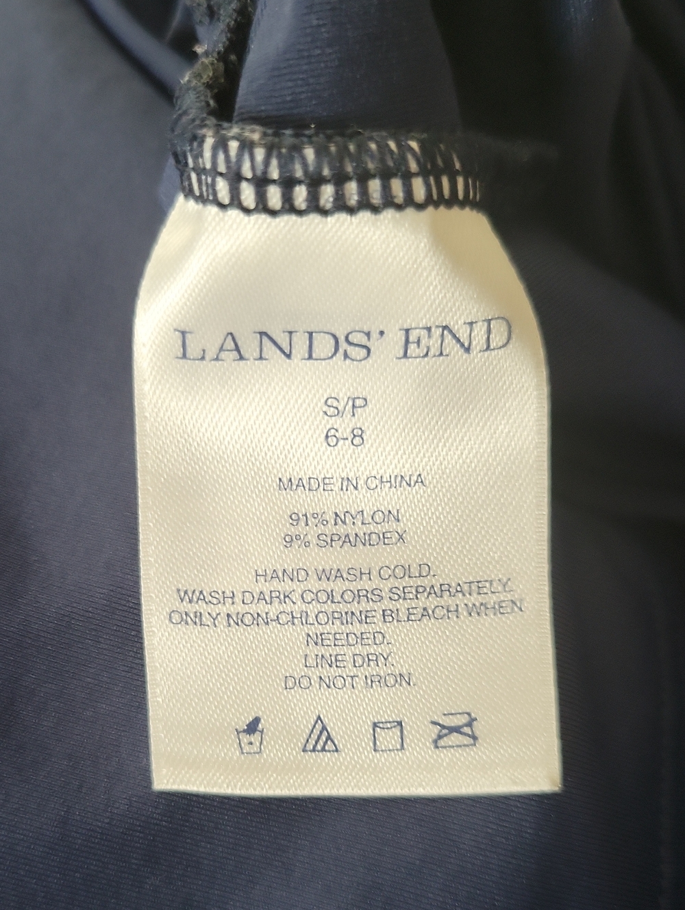 Lands' End Navy Embroidered Adjustable Tunic Swim Rash Guard Top Size Small - Picture 7 of 7